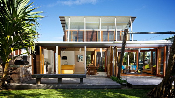 vacation wood glass house for environment (2)