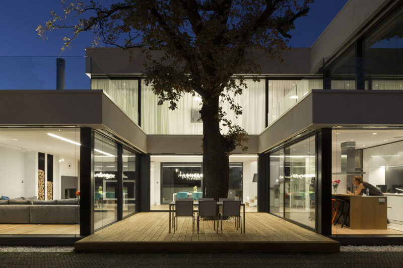 modern house with green yard oak tree (10)