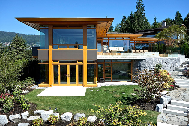 hilltop modern wooden glass house with bright elegant interior (1)