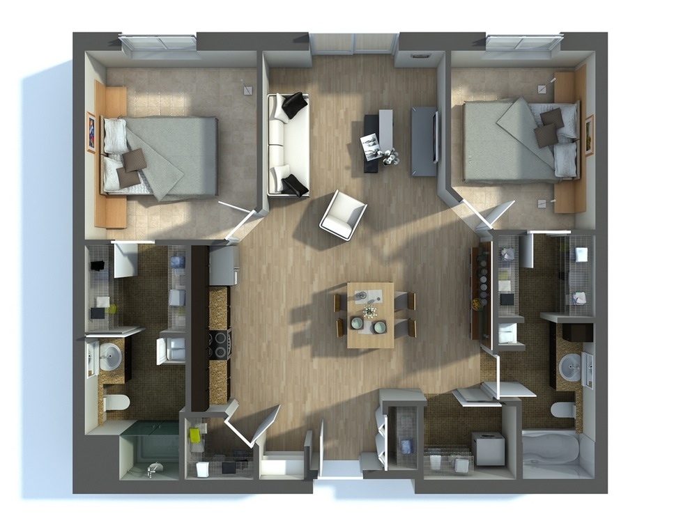 50 Two “2” Bedroom ApartmentHouse Plans (21)