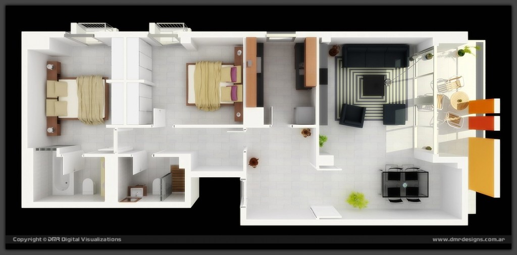 50 Two “2” Bedroom ApartmentHouse Plans (33)