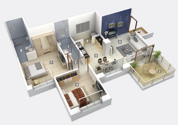 50 Two “2” Bedroom ApartmentHouse Plans (37)