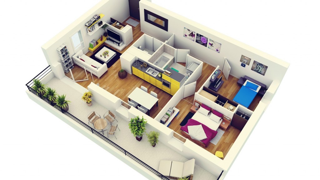 50 Two “2” Bedroom ApartmentHouse Plans (4)
