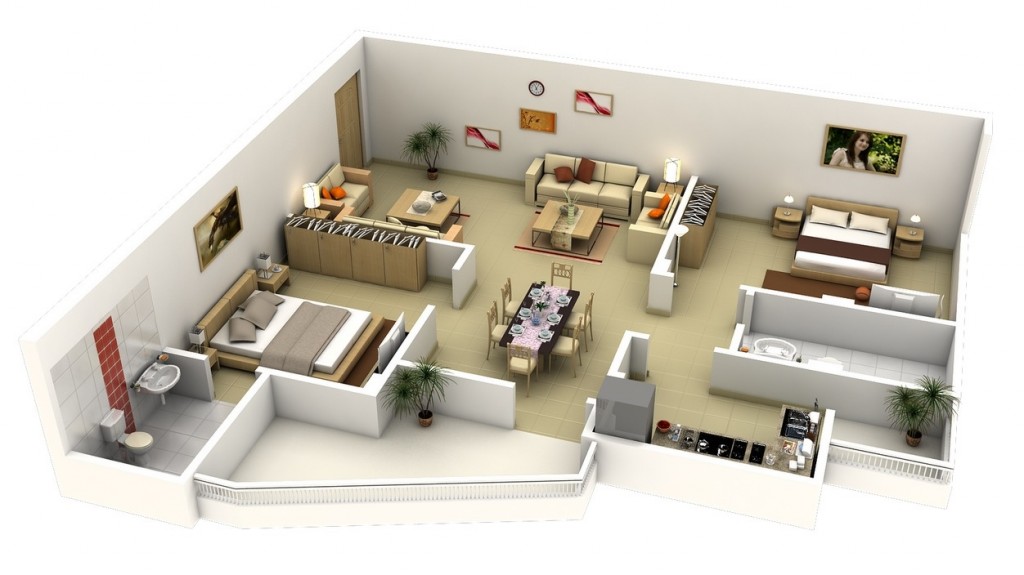 50 Two “2” Bedroom ApartmentHouse Plans (41)