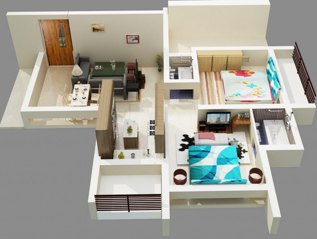 50 Two “2” Bedroom ApartmentHouse Plans (47)