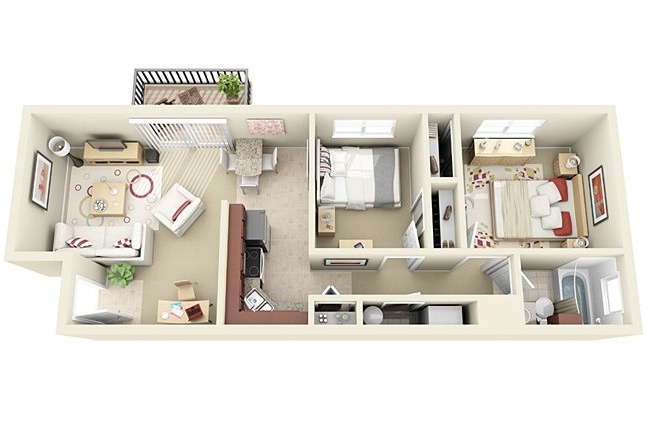 50 Two “2” Bedroom ApartmentHouse Plans (48)