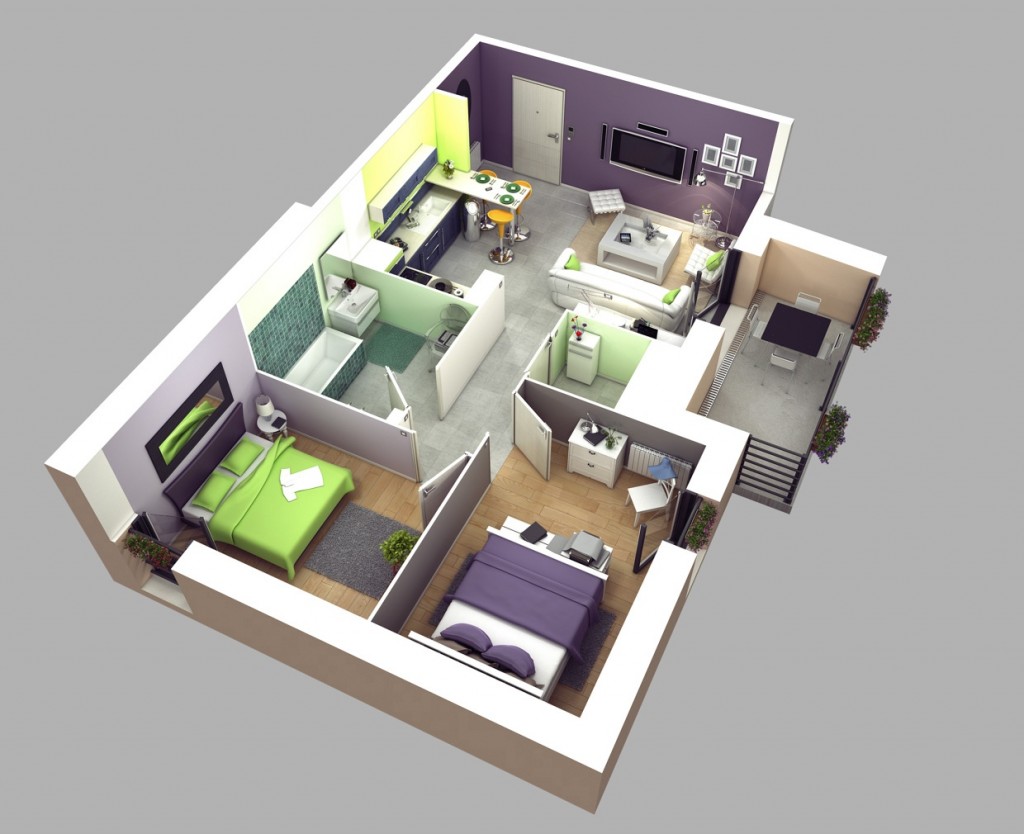 50 Two “2” Bedroom ApartmentHouse Plans (5)
