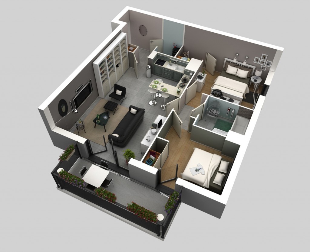 50 Two “2” Bedroom ApartmentHouse Plans (6)