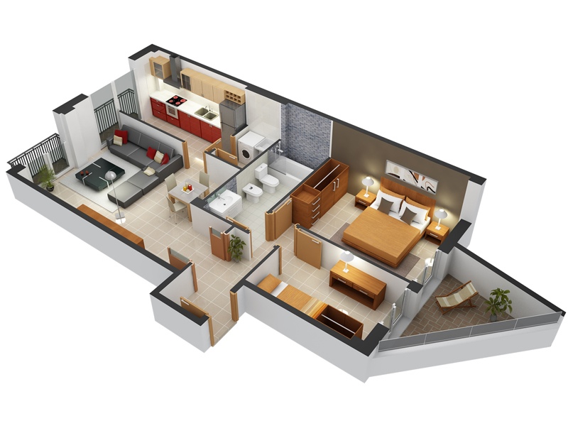 50 Two “2” Bedroom ApartmentHouse Plans (8)