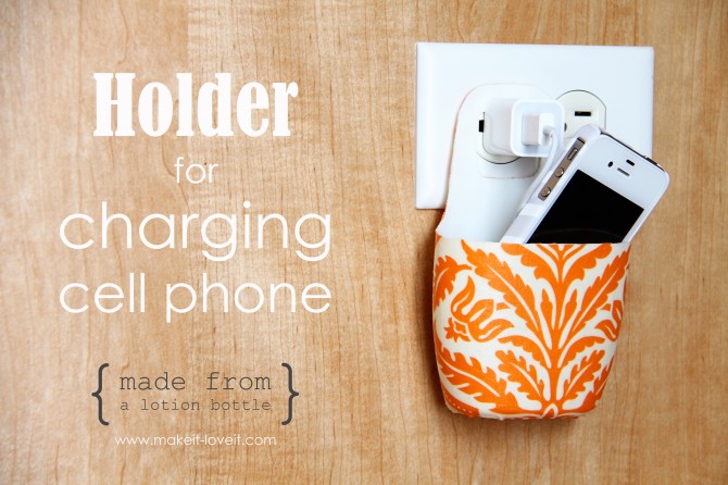 diy holder for cell phone from lotion bottle (1)