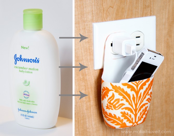 diy holder for cell phone from lotion bottle (5)