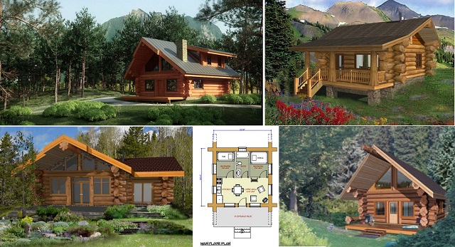 7 small log cabin house plans (1)