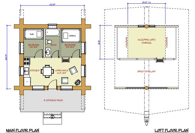 7 small log cabin house plans (15)