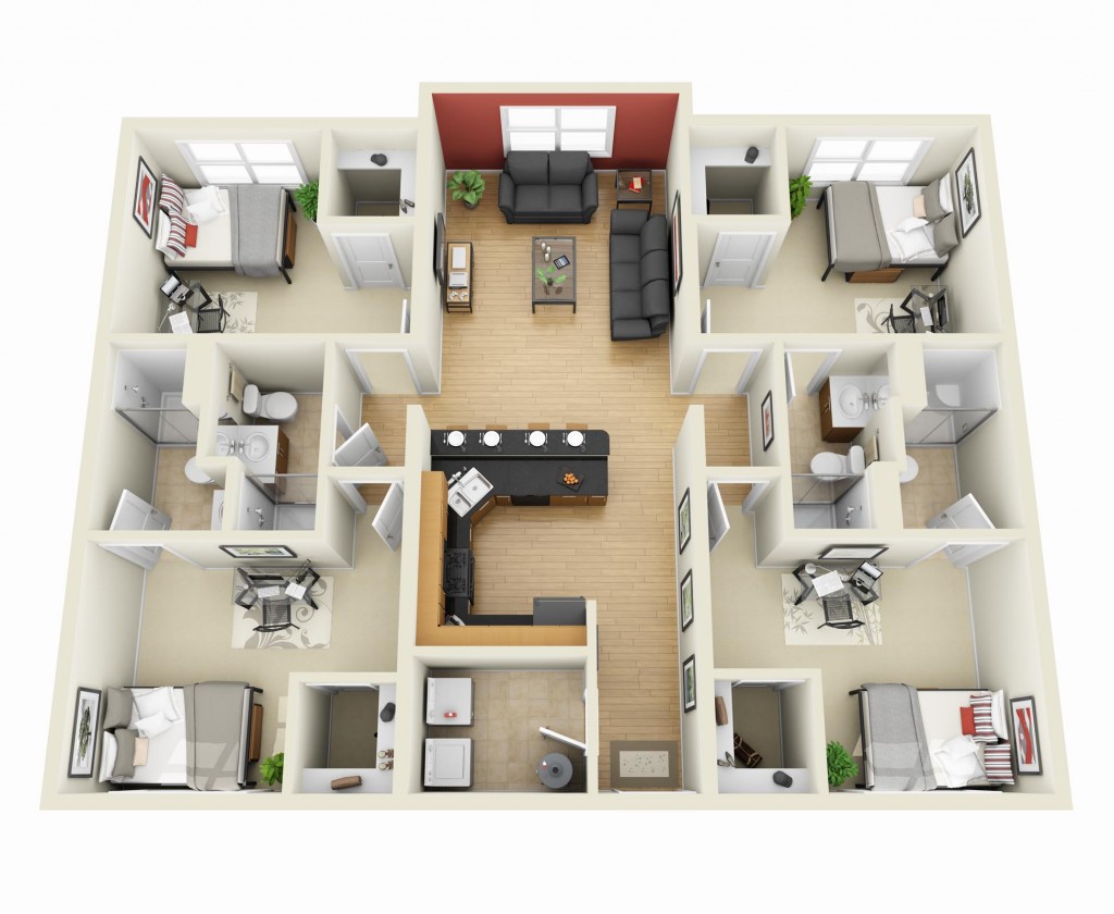 50-four-4-bedroom-apartmenthouse-plans (1)