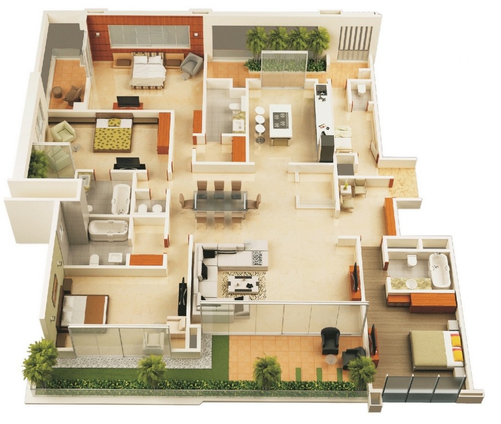 50-four-4-bedroom-apartmenthouse-plans (1)