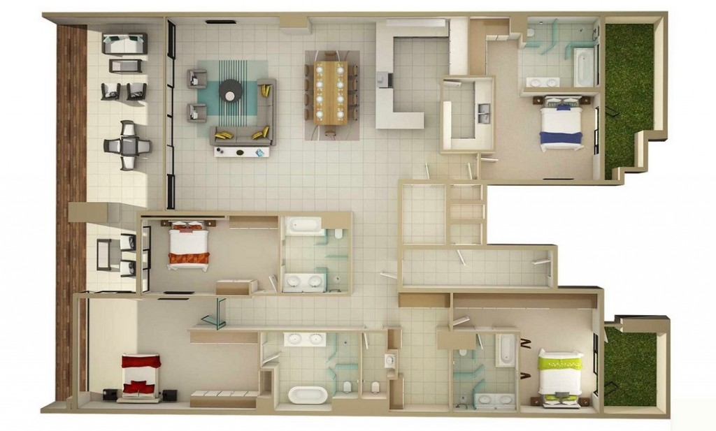 50-four-4-bedroom-apartmenthouse-plans (15)