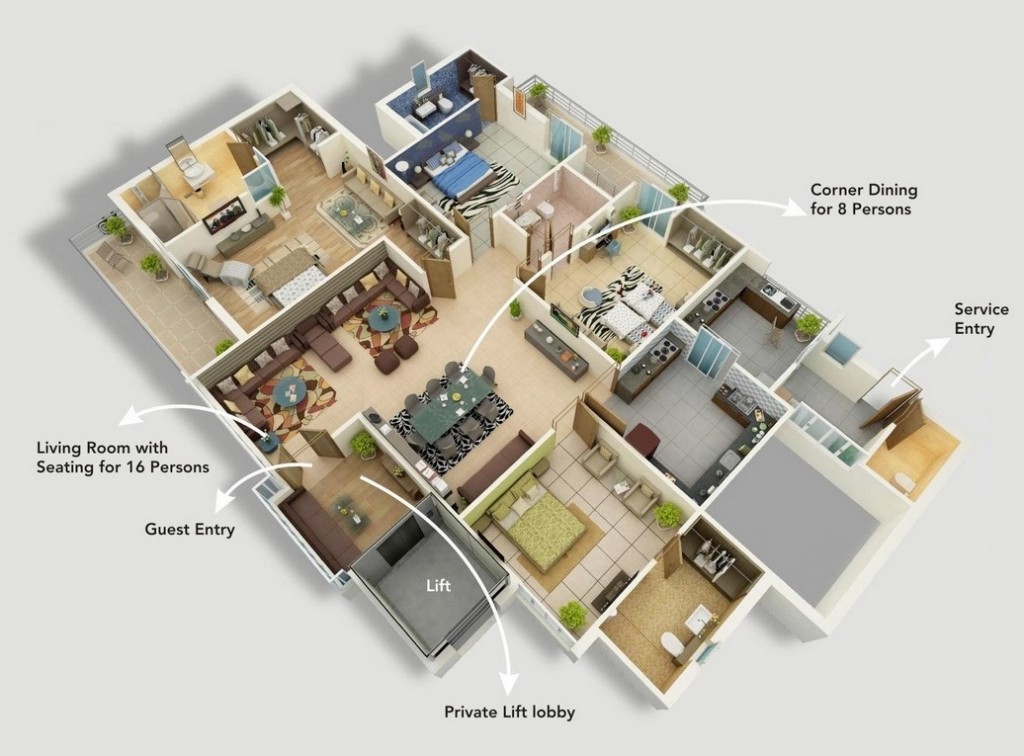 50-four-4-bedroom-apartmenthouse-plans (42)