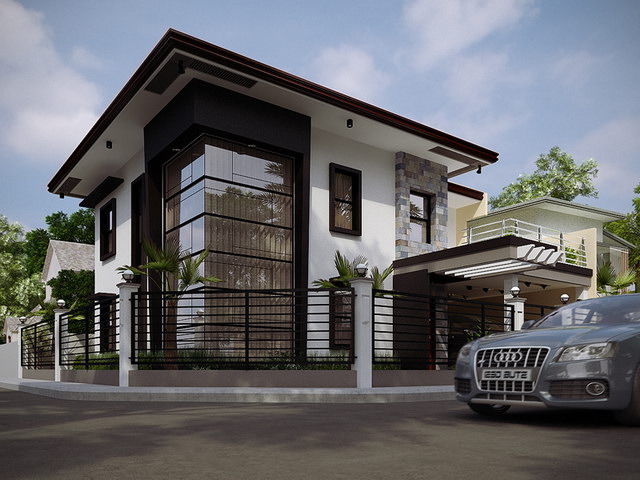 2 storey black flatted roof luxurious modern house (2)
