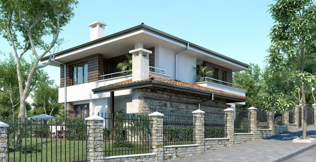 2 storey white wooden patterned modern house (2)