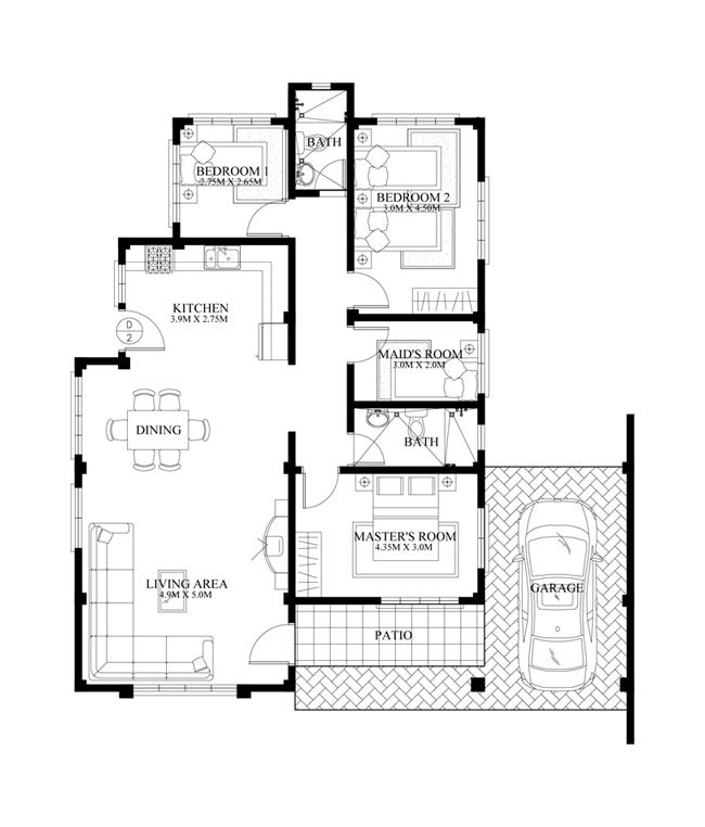 1 floor sandstone single house plan (4)