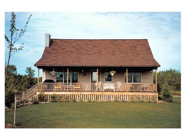 Rustic wooden house with high front porch  (1)