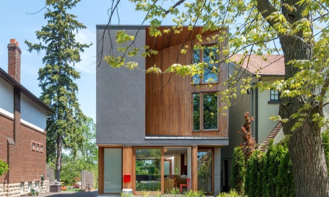 Two-story house modern shape materials from wood and glass (5)