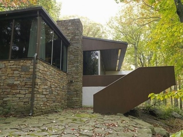 Villa house Decorated with steel stone and glass (11)