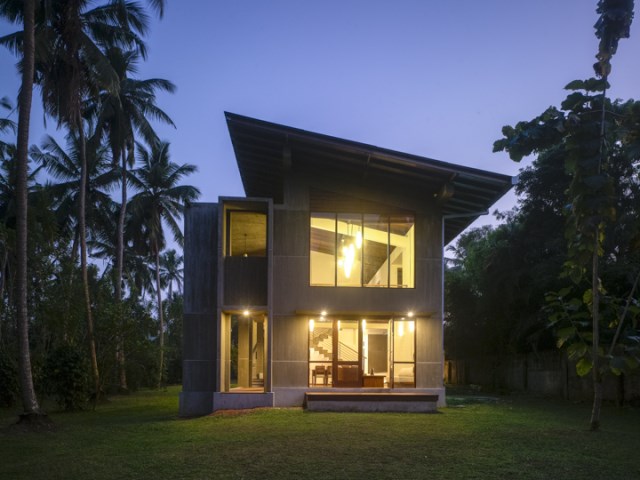Modern villa cement houses Two-storey house (4)