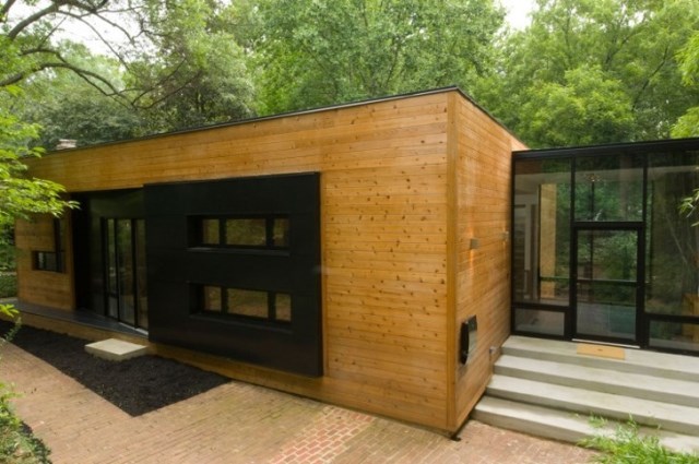 two-story Modern house Decorative wood steel and glass (5)