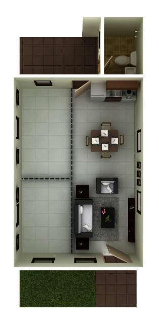 House Small Contemporary style 2 bedroom 1 bathroom