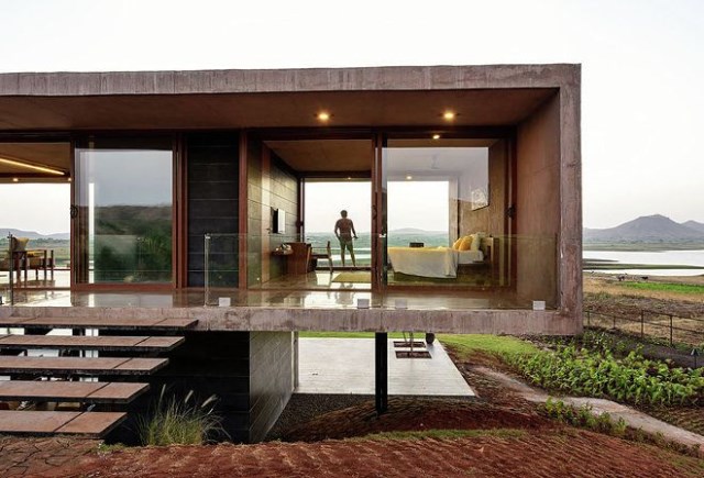 vacation home Modern style Decorated concrete with glass (2)