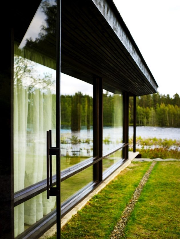 tiny Modern villa house steel design Decorated with wood and glass (3)