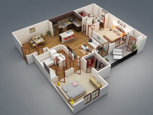 2-bedroom-bath-attached-house-plan