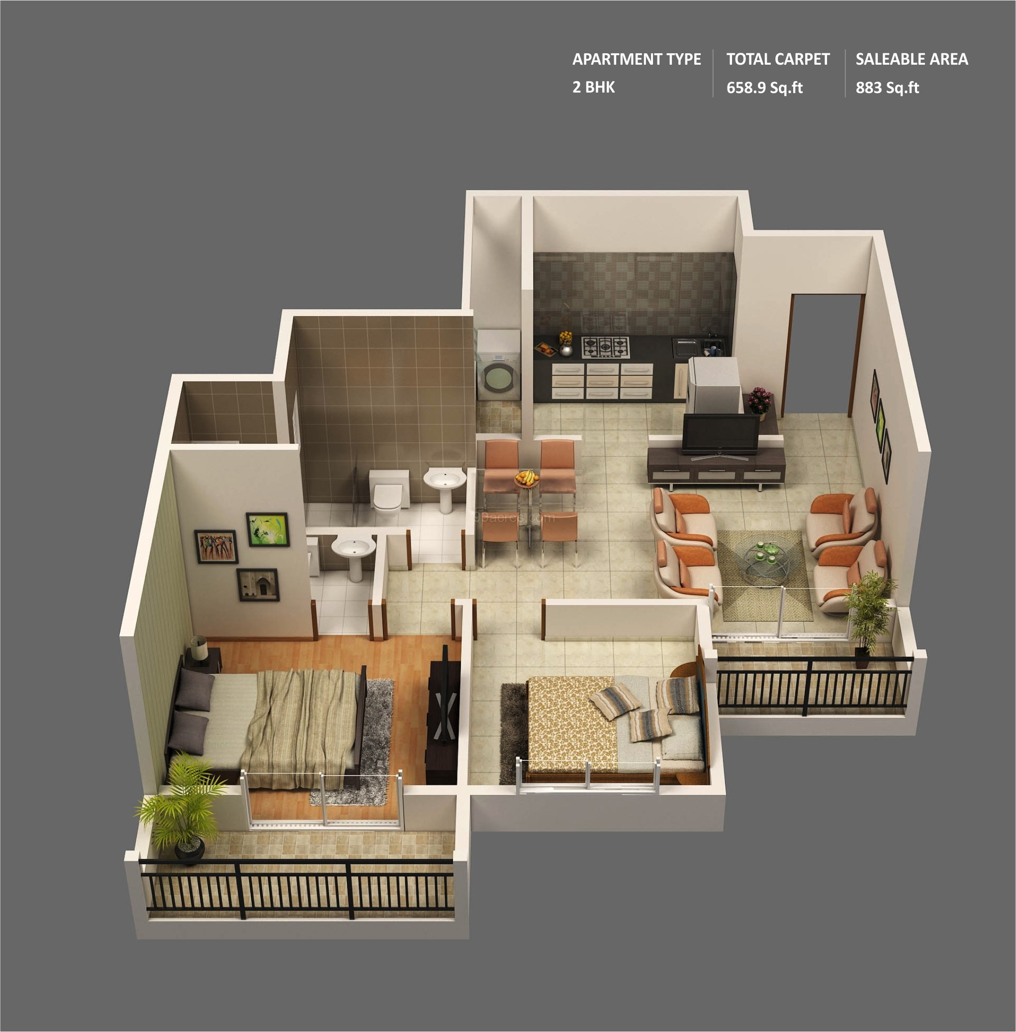 รวม 50 แบบแปลน “บ้าน/อพาร์ทเมนต์ขนาด 2 ห้องนอน” – NaiBann – ในบ้าน ...