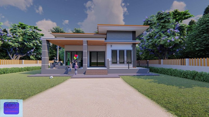แบบบ้านสไตล์โมเดิร์น 3 ห้องนอน 2 ห้องน้ำ โดดเด่นลงตัว ในรูปลักษณ์สุดทัน ...