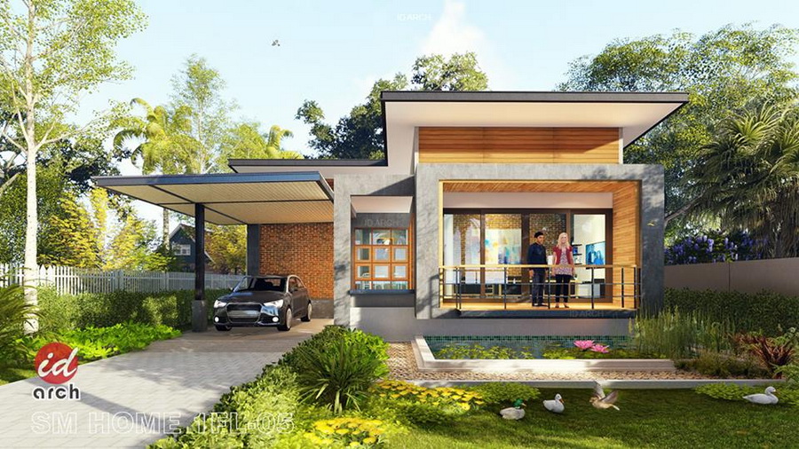 แบบบ้านชั้นเดียวสไตล์โมเดิร์นลอฟท์ พร้อมที่จอดรถ ขนาด 3 ห้องนอน 2 ...