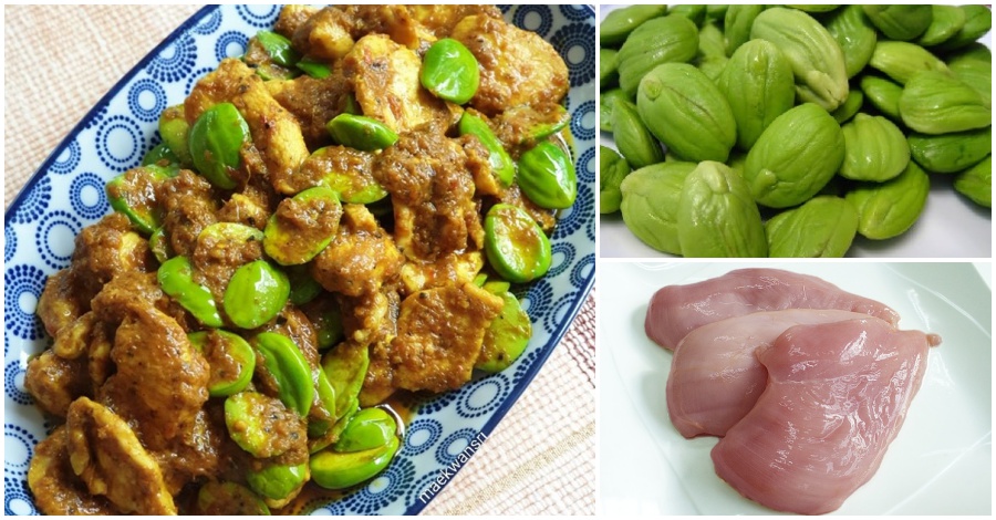 ไก่ผัดพริกแกงใส่สะตอ