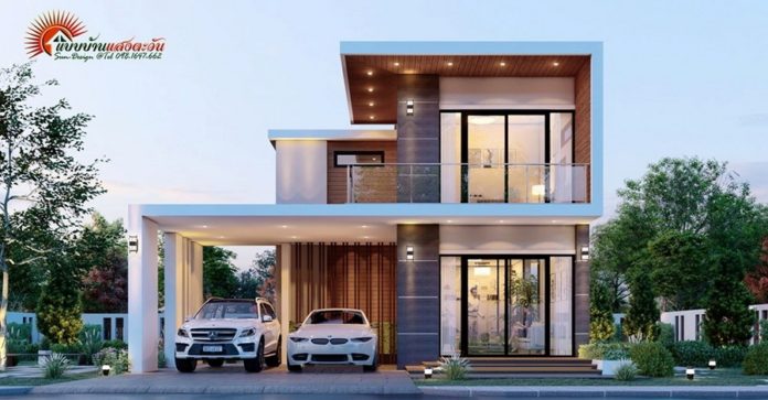 บ้านสองชั้นสไตล์โมเดิร์น โดดเด่นด้วยดีไซน์ทรงกล่อง 3 ห้องนอน 2 ห้องน้ำ ...