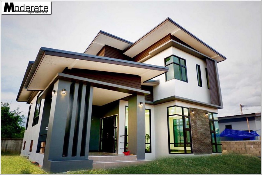 บ้านขนาดชั้นครึ่งสไตล์โมเดิร์น 3 ห้องนอน 2 ห้องน้ำ พื้นที่ใช้สอย 165 ...