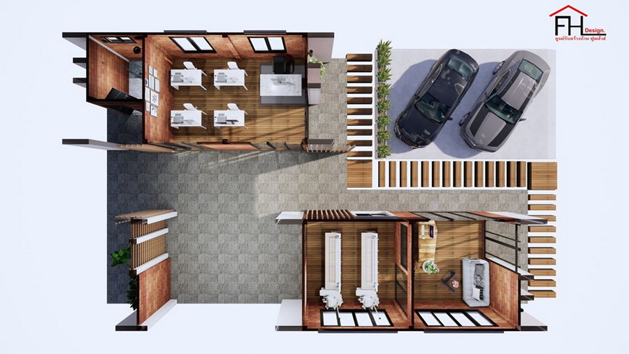 แบบสำนักงานธุรกิจเย็บผ้าสไตล์มินิมอล 2 ห้องทำงาน 2 ห้องเครื่องจักร ...